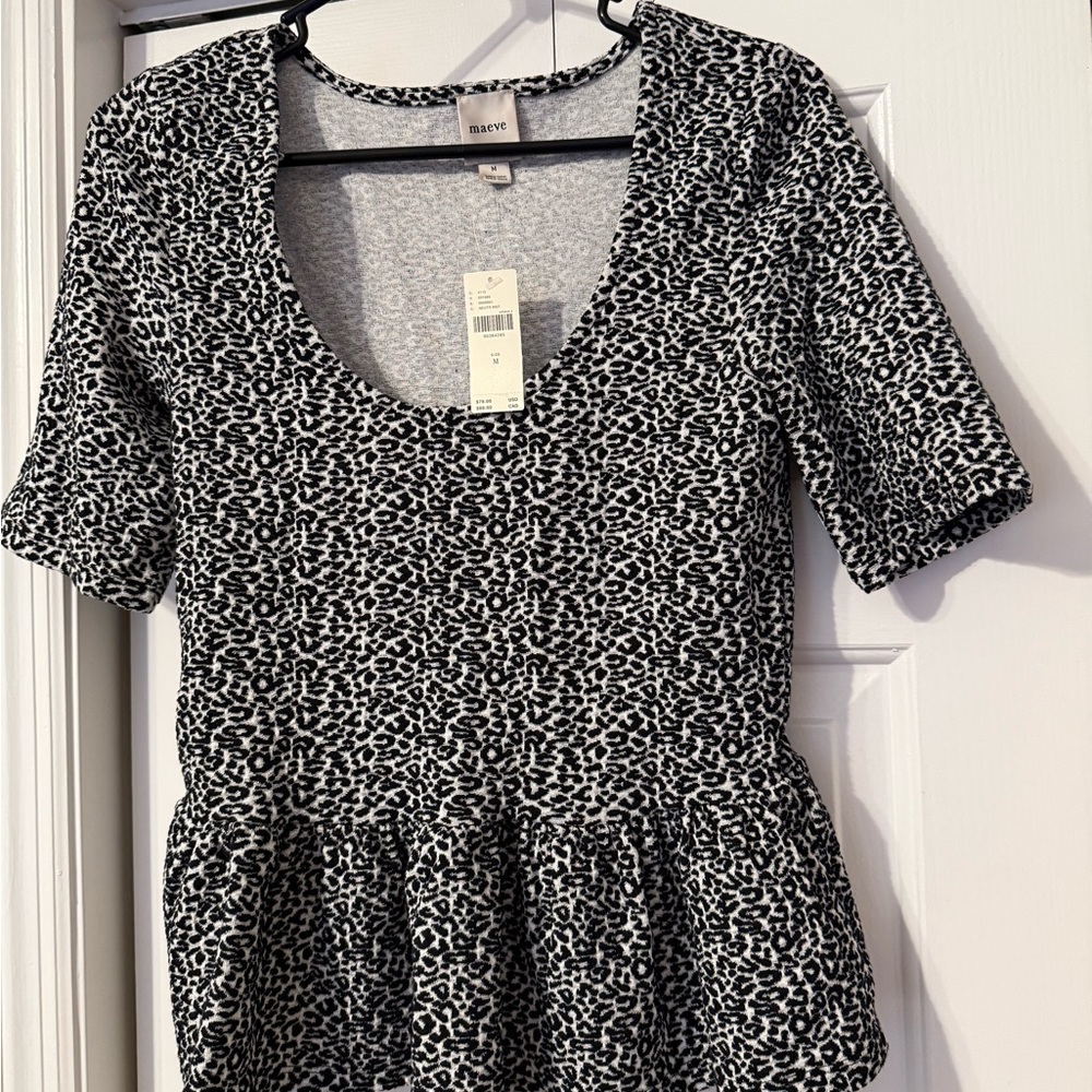 NWT Anthropologie Maeve leopard peplum print top